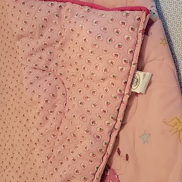 Laura Ashley pink hearts and roses / fairy princesses reversible twin  comforter - Picture 1 of 10